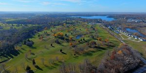 Quit Qui Oc Golf Course and Restaurant Aerial View with Elkhart Lake in Background