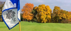 Quit Qui Oc Golf Course and Restaurant Golf Flag with Logo